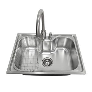 Lavaplatos empotrado isla 60x42 con grifería y accesorios
